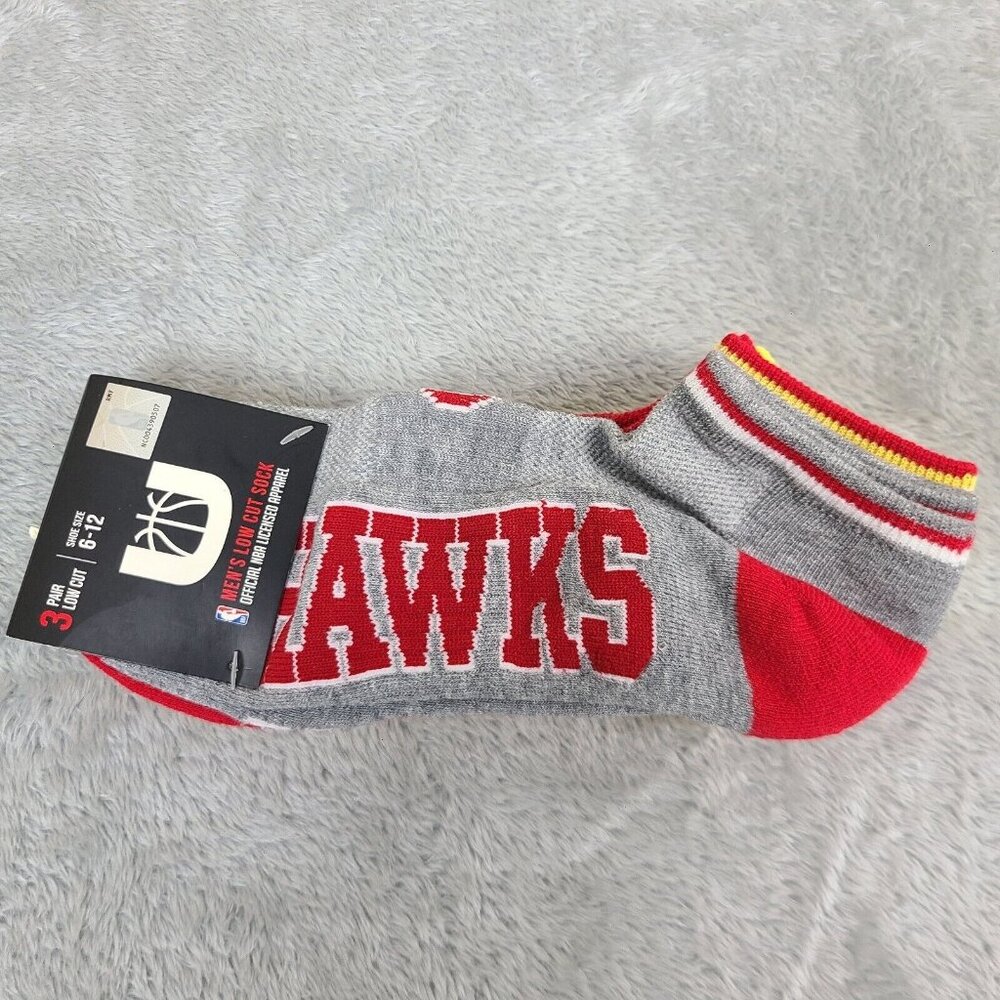 Atlanta Hawks Socks Size 6-12 Yellow, Grey, Red All Different New 3 Pack